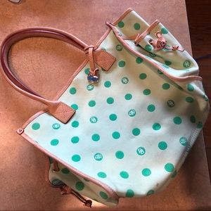 Green polka dot Dooney & Bourke shoulder bag